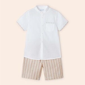 Size 9 Boys Mayoral White Matching Set Button Down Shirt